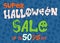 Blue poster on the sale of Halloween with mystical animals