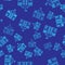 Blue Prado museum icon isolated seamless pattern on blue background. Madrid, Spain. Vector
