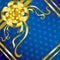 Blue present background with gold bow