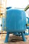 Blue pressure sand filter tank