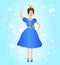 Blue Princess Fairy Illustration Design with Sparkle Background