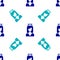 Blue Princess icon isolated seamless pattern on white background. Vector