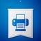 Blue Printer icon isolated on blue background. White pennant template. Vector