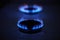 Blue propane gas flame. Burning gas. Kitchen stove burner. Natural gas market concept image with copyspace