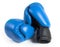 Blue protective boxing gloves