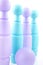 Blue and purple colored bowling pins