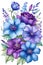 blue and purple flowers vector illustration texture 2d super pattern generative ai