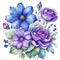 blue and purple flowers vector illustration texture pattern 2d super realistic style generative ai
