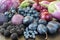 Blue and purple food. Berries, fruits and vegetables