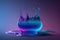 Blue and purple gradient color floating liquid blob. AI Generation