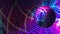 Blue purple light futuristic sphere rotating virtual space