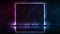 Blue purple neon laser square frame technology grunge motion background