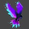 Blue Purple and Pink Pheonix Bird Cartoon on black background digital drawing