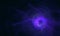 Blue purple violet 3d explosions of electricity in deep dark space.