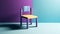 Blue and purple wooden chair on light purple background