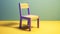 Blue and purple wooden chair on light purple background