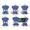 Blue push pin Programmer cute cartoon character with