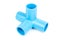Blue PVC Pipe fittings connector four way elbow.