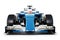 Blue Race car and driver front view on a white isolated background.Generic