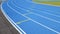 Blue race stadium and running track curve detail for outdoor athletics sport