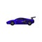 Blue racing car with tinted windows and spoiler. Road vehicle. Fast sports automobile. Flat vector element for mobile