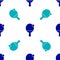 Blue Racket for playing table tennis icon isolated seamless pattern on white background. Vector