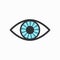 Blue Radiant Eye Icon with Dark Lining