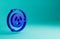 Blue Radioactive icon isolated on blue background. Radioactive toxic symbol. Radiation hazard sign. Minimalism concept