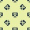 Blue Radioactive in location icon isolated seamless pattern on yellow background. Radioactive toxic symbol. Radiation