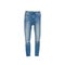 Blue ragged jeans. Fashionable concept. Isolated. White backgro