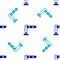 Blue Railway barrier icon isolated seamless pattern on white background. Vector