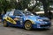 Blue rally car