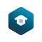 Blue real estate housing hexagon logo design