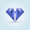 Blue realistic diamond, jewelry, gemstone with shadow