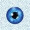 Blue realistic eyeball on a number background