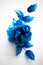 Blue Realistic Fabric Silk flower rose hand made on white background. Card, spring, sky, gift, present, object