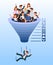 Blue Recruitment Funnel Color Vector Illustration