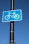 Blue rectangular cycle path route sign