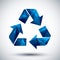 Blue recycle geometric icon made in 3d modern style, best for us