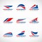 Blue and red airplane logo vector design