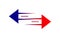The blue and red arrows show the direction of movement to the left and to the right.