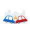 Blue and Red Car Crash. Isolated Vector Illustration