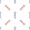 Blue and red Dental inspection mirror icon isolated seamless pattern on white background. Tool dental checkup. Vector