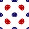 Blue and red Dumplings icon isolated seamless pattern on white background. Pierogi, varenyky, pelmeni, ravioli