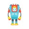 Blue And Red Giant Friendly Android Robot Character Vector Cartoon Illustration