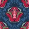 Blue and red indian seamless pattern