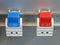 Blue, red industrial switch, power,