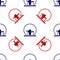 Blue and red Montreal Biosphere icon isolated seamless pattern on white background. Vector