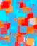 Blue red and orange painting square pattern abstract