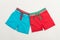 Blue and red shorts for swimming for men or children